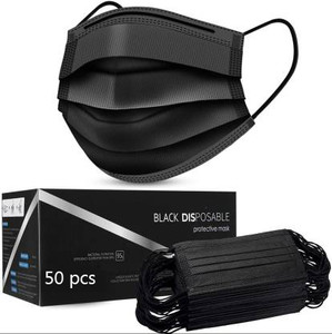 Vaghani 50 Pcs Black Nose Pin Disposable Iso Mark 3 Ply Pharmaceutical Polluation Mask 3 Ply Surgical Mask 50 Piece ( Black )( 75 Gsm )( Primium ) Surgical Mask With Melt Blown Fabric Layer