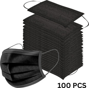 tick mark Surgical Black Medical Mask Breathable, Disposable Surgical Black Medical Mask Water Resistant, Non-Washable Surgical Mask With Melt Blown Fabric Layer