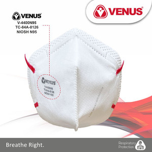 Venus V-Shwas V-4400 N95 White fold flat Face Mask NIOSH N95 Approved V-4400 N95