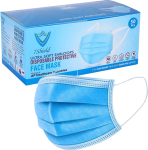 7SHIELD CE and ISO Certified 3 Ply Surgical Face Masks with Nose clip and soft ear loops SURGICAL-3PLY Water Resistant Surgical Mask