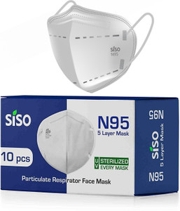 SISO N95 5 Layer Face Mask FFP2 (Pack of 10) - ISI Mark/BIS Certified N95 5 Layer Face Mask FFP2 (Pack of 10) - ISI Mark/BIS Certified Reusable