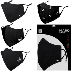 MASQ 4 Layer Protective, 100% Cotton, Cloth Face Mask Combo for Men with Ear Loops Black_Combo_Large_04 Reusable, Washable Cloth Mask