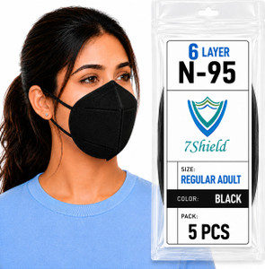 7SHIELD Black N95 Medical Mask High-Performance Healthcare and Personal Use 6-Ply Black N-95 Washable, Reusable, Water Resistant