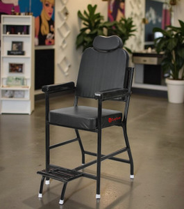 KITHANIA Massage chair Beauty Parlor Chair Salon Barber Cutting Beauty Parlor Chair Made of Iron Frame, Without Push Back System and Cushioned Back Seat (Black) Already Assembled Massage Chair