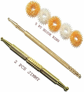 Vinban Sujok Acupressure Jimmy(2 Pc) + 5 Pc Sujok Ring Acupuncture tools Sujok Acupressure Jimmy(2 Pc) + 5 Pc Sujok Ring Acupuncture tools Massager