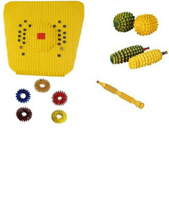 EKiN combokit-002 1 Magnetic Powermat, 2 Acupressure Wood Balls, 2 Wooden Karela Jimmies, 1Wooden and 1 Metal Jimmy, 5 Sujok Rings, 1Reflexology Chart Combo Set (Multicolor) Massager