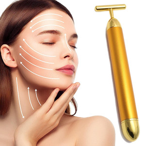 HETSHIV 24k Golden Pulse Facial Face Massager, T Shape Arm Eye Nose Head Massager
