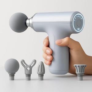 Zovilstore Rechargeable Gun Massager – 4 Heads, 4 Speed, Handheld Percussion for Muscle Relaxation Massager
