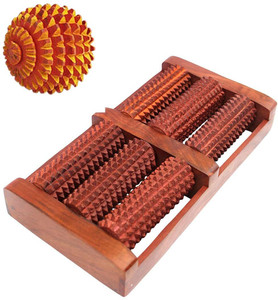 ZIPPIWUD BRFO6ROLL1BALL Solid Wood Handmade Pain Relief 6 Roller Foot Massager with Ball Massager