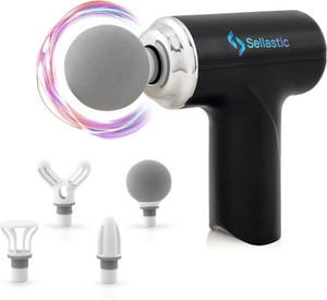 sellastic Forge Massager Gun, Deep Tissue Pain Relief Massage Therapy, 6 Speed, 4 Specialized Heads, Handheld, Quiet, Powerful, Body Relaxation Percussion Massager