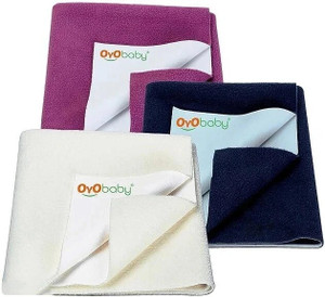 Oyo Baby Baby Dry Sheet, Small Size, Pack Of 3 (Dark Sea Blue, Ivory , Rani Pink)