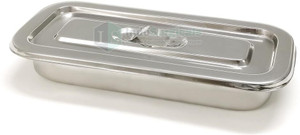 IS IndoSurgicals Stainless Steel Instrument Tray with Cover, Deluxe Quality Reusable Medical Tray