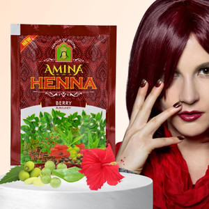 Amina Herbal Henna Powder , Unisex , Natural Berry Burgundy | Natural Mehendi