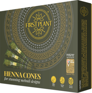 FIRST PLANT Natural Henna Cone for Hands & Feet | Body Art Mehendi | Dark Stain | Natural Mehendi