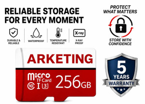 ARKETING 256 V 256 GB 256 GB MicroSD Card Class 10 120 MB/s  Memory Card Compatible with Camera, Computer, Gaming Console, Mobile, Tablet