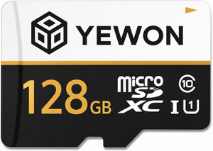 YEWON 128 Memory Card A1 128 GB MicroSDXC Class 10 100 MB/s Memory Card Compatible with Mobile, Camera, Computer, Gaming Console, Tablet