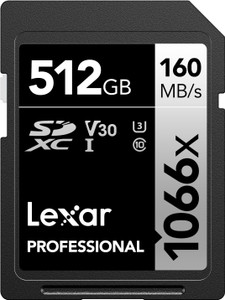 Lexar Professional 1066x 512 GB SDXC Class 10 160 MB/s  Memory Card