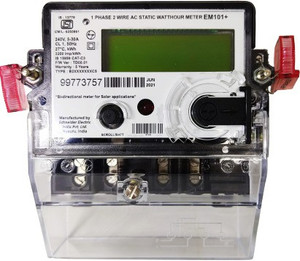 L&T Energy Meter 240 Volt | 5-30 Ampere Solar Bi - Directional Meter (WM101BC5DNET) Metal Electrical Box