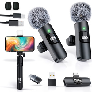MAK Dual Wireless Mic and LED Selfie Stick - Image 6