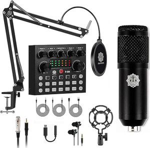 Digimore D-430 Condenser Mic Kit with V8 Sound Card | 16-Bit 48kHz Chip | Voice Microphone