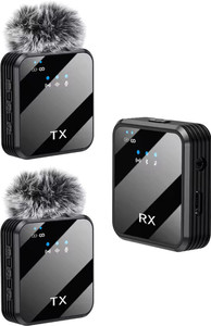 RV Enterprises K205 Dual Wireless Mic with Muff Noise Reduction Collar Microphone for mobiles Microphone