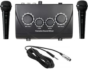 Adiohub Hayden Portable Karaoke System Sound Echo Mixer Set with 2 Dynamic Microphone Microphone