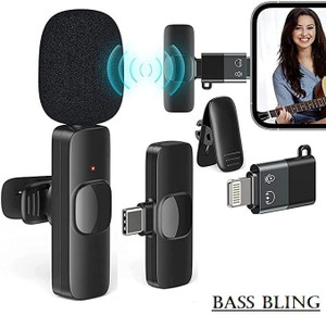 BASS BLING ® Wireless Lapel Mic for YouTube, Vlogging, Recording for Android Microphone