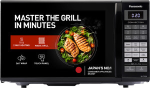 Panasonic 27 L Black Mirror, 360 degree Heat Wrap, stainless steel cavity, Magic Grill Convection Microwave Oven