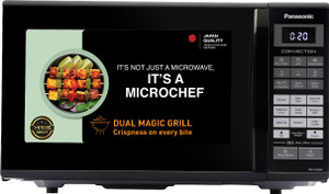 Panasonic 27 L Black Mirror, 360 degree Heat Wrap, stainless steel cavity, Magic Grill Convection Microwave Oven