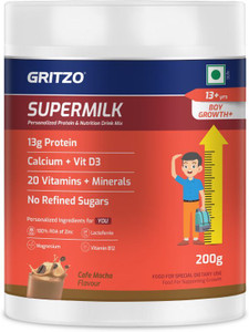 Gritzo SuperMilk Growth+ 13g Protein Powder, Cafe Mocha - Image 1