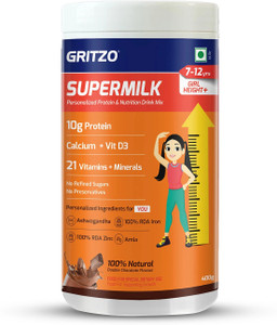 Gritzo SuperMilk Height+ (7-12y Girls), 10g Protein (Double Chocolate)