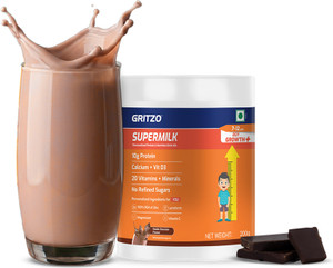 Gritzo SuperMilk Growth+ (7-12y Boys), 10g Protein Powder, Double Chocolate