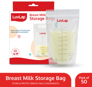 LuvLap Baby Breast Milk Storage Bags, BPA Free Disposable Milk Freezer Bags for Breast Feeding (Pack of 50 Bags)