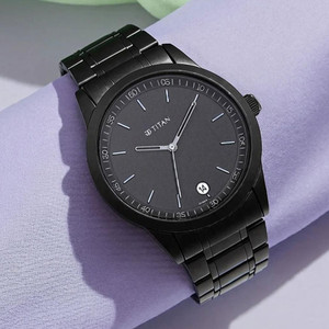 Titan Minimals Black Dial Black MetalStrap Analog Watch - Image 6