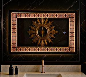 luminatri Led mirror 18"X24" inch geometrical pattern Bathroom Mirror