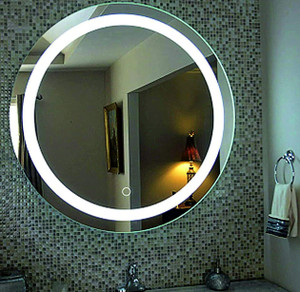 PRINCE ART 24x24 Inch LED Wall Mirror Glass with Touch Sensor Lights for Home Decor HD18 Bathroom Mirror