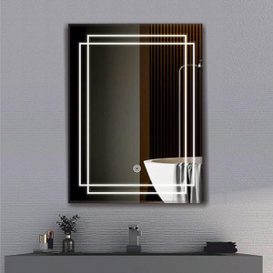 एआरसी होम्स एंड मेमोरियल्स 3D Modern Geometric Design LED with Touch Sensor & 3 Mode 18×24 inch Bathroom लाइटेड मिरर