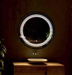 PRINCE ART 21x21 Inch LED Wall Mirror Glass with Touch Sensor Lights for Home Decor HD31 Bathroom Mirror