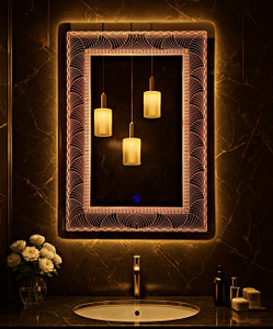 लुमिनात्री 18x24 Inch LED Wall Mirror Glass with Touch Sensor Lights for Home Decor बाथरूम मिरर