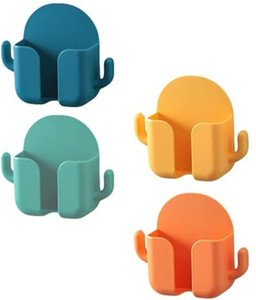 FreshDcart Pack of 4 Phone Charging Stand | Wall Mount Mobile Holder with 2 Hook Mobile Holder