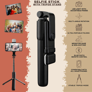 Autozap Foldable Selfie Stick Tripod with Bluetooth Remote & LED Light - Image 6