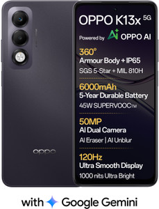 OPPO K13x 5G 6000mAh and 45W SUPERVOOC Charger & AI (Midnight Violet, 128 GB)