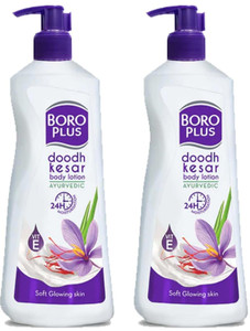 BOROPLUS Doodh & Kesar Body Lotion 400ml For 24hr Soften & Glowing Skin Pack of -40ml x 2