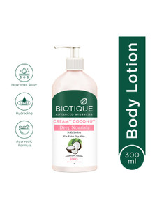 BIOTIQUE Creamy Coconut Deep Nourish Body Lotion |24H Deep Moisture | Extra Dry Skin Care