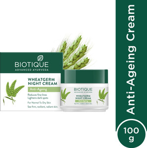 BIOTIQUE Wheat Germ Anti Ageing Night Cream Reduces Fine Lines & Lightens Dark Spots