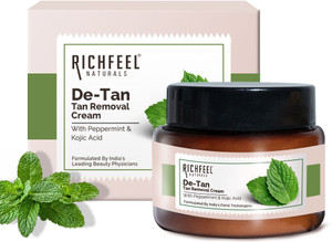 RICHFEEL De-tan Cream|Tan Removal|Peppermint, Honey & Cucumber |100 gm