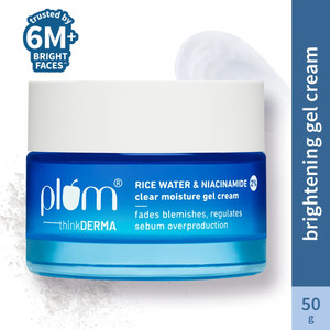 Plum 2% Niacinamide & Rice Water Gel Cream Moisturizer | Oil-free | Brightens skin