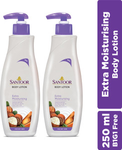 संतूर शीया बटर और चंदन के एक्सट्रैक्ट्स के साथ एक्स्ट्रा मॉइस्चराइजिंग परफ्यूमड बॉडी लोशन