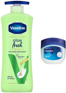 Vaseline Intensive Care, Aloe Fresh body lotion, 600ml & Pure skin jelly  original, 20g - Price in India, Buy Vaseline Intensive Care, Aloe Fresh  body lotion, 600ml & Pure skin jelly original,
