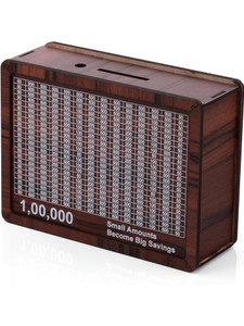 Inshra Wooden Money Saving Box | 1 Lakh Saving Challenge Piggy Bank Wooden Money Clip
